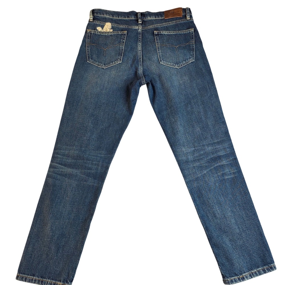 Lauren Ralph Lauren Jeans Womens 6 Blue Cotton Straight Leg Denim Boho Lace Chic - Picture 3 of 15